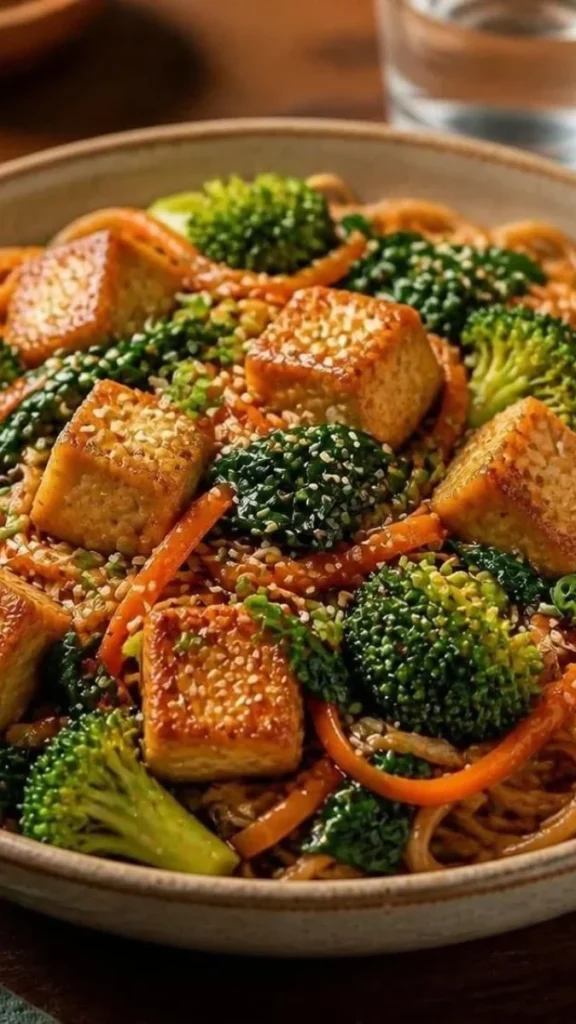 Selection of healthy asian recipess including stir-fry, salmon rice bowls, noodles, and soup