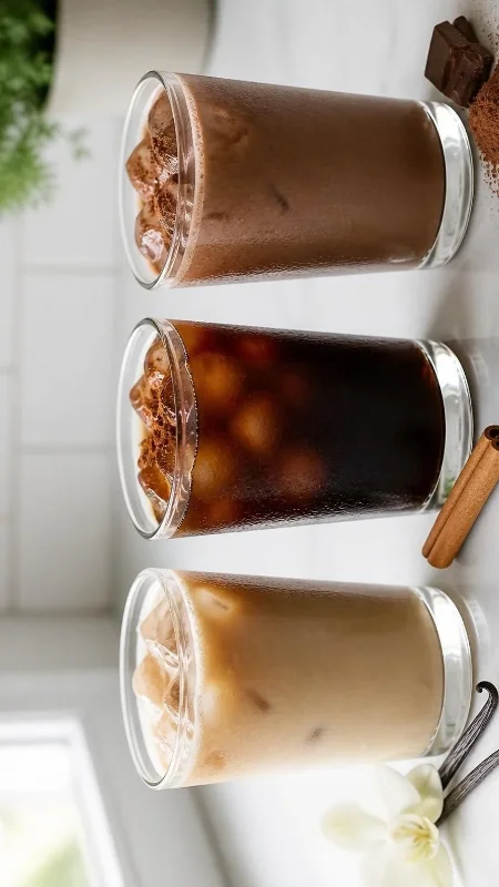 Glass of black iced coffee without sugar served over ice